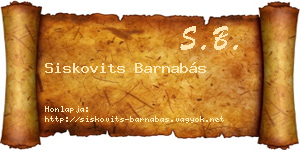 Siskovits Barnabás névjegykártya